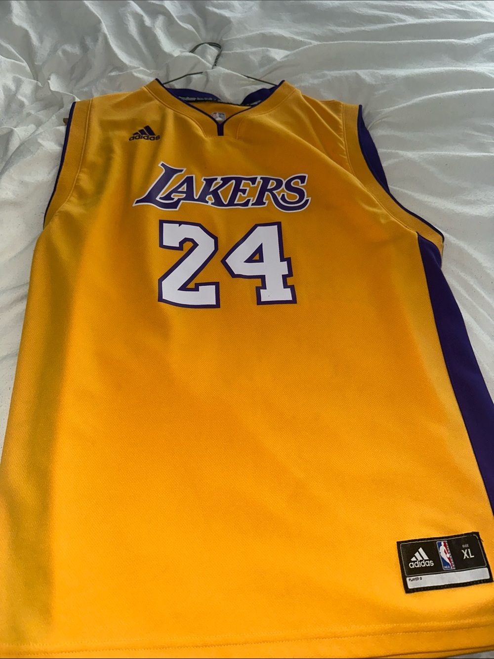 adidas Los Angeles Lakers Gold and Purple #24 Basketball Jersey Kobe Bryant